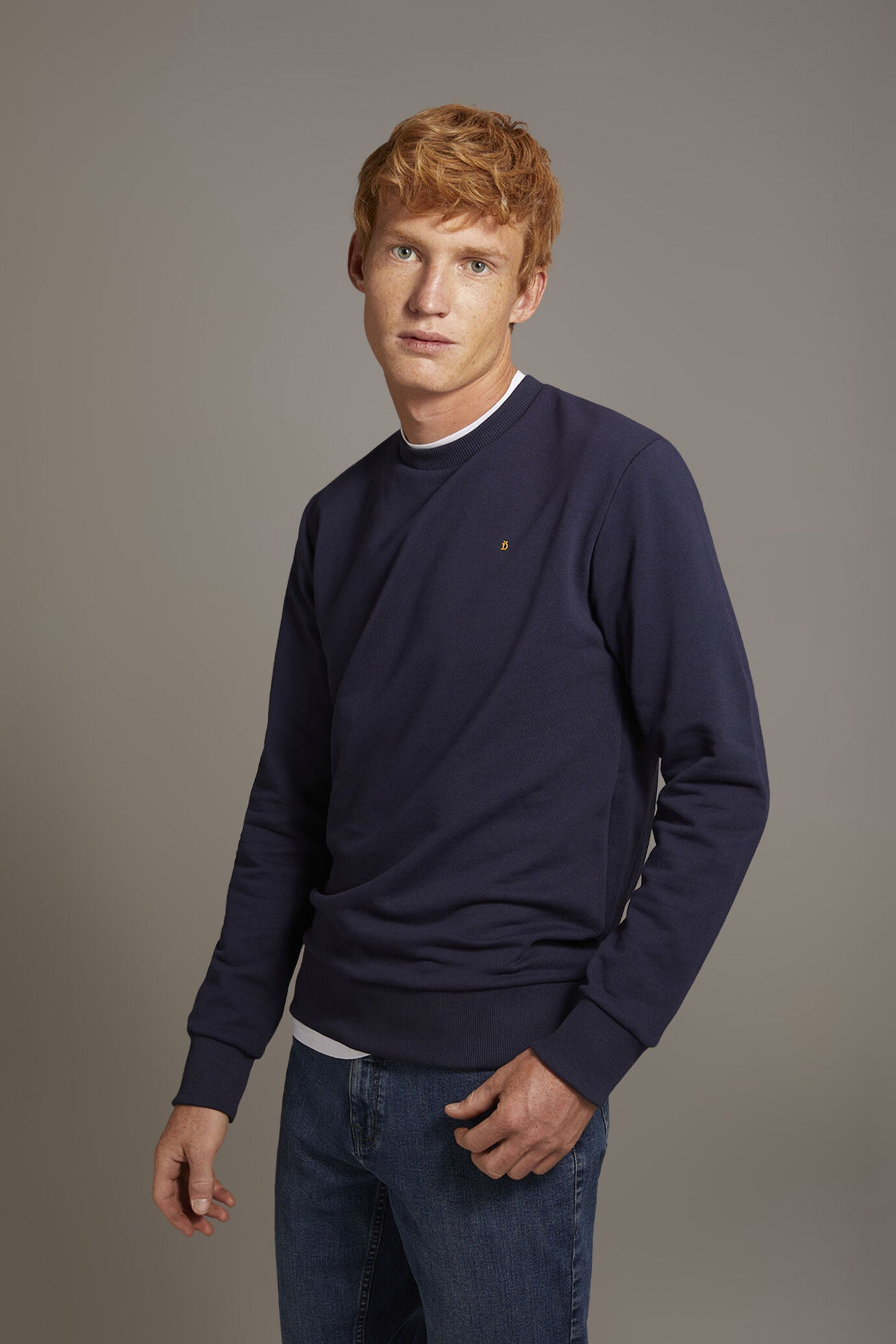 Round neck 100% cotton sweatshirt made in Italy