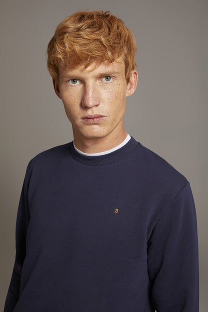 Round neck 100% cotton sweatshirt made in Italy