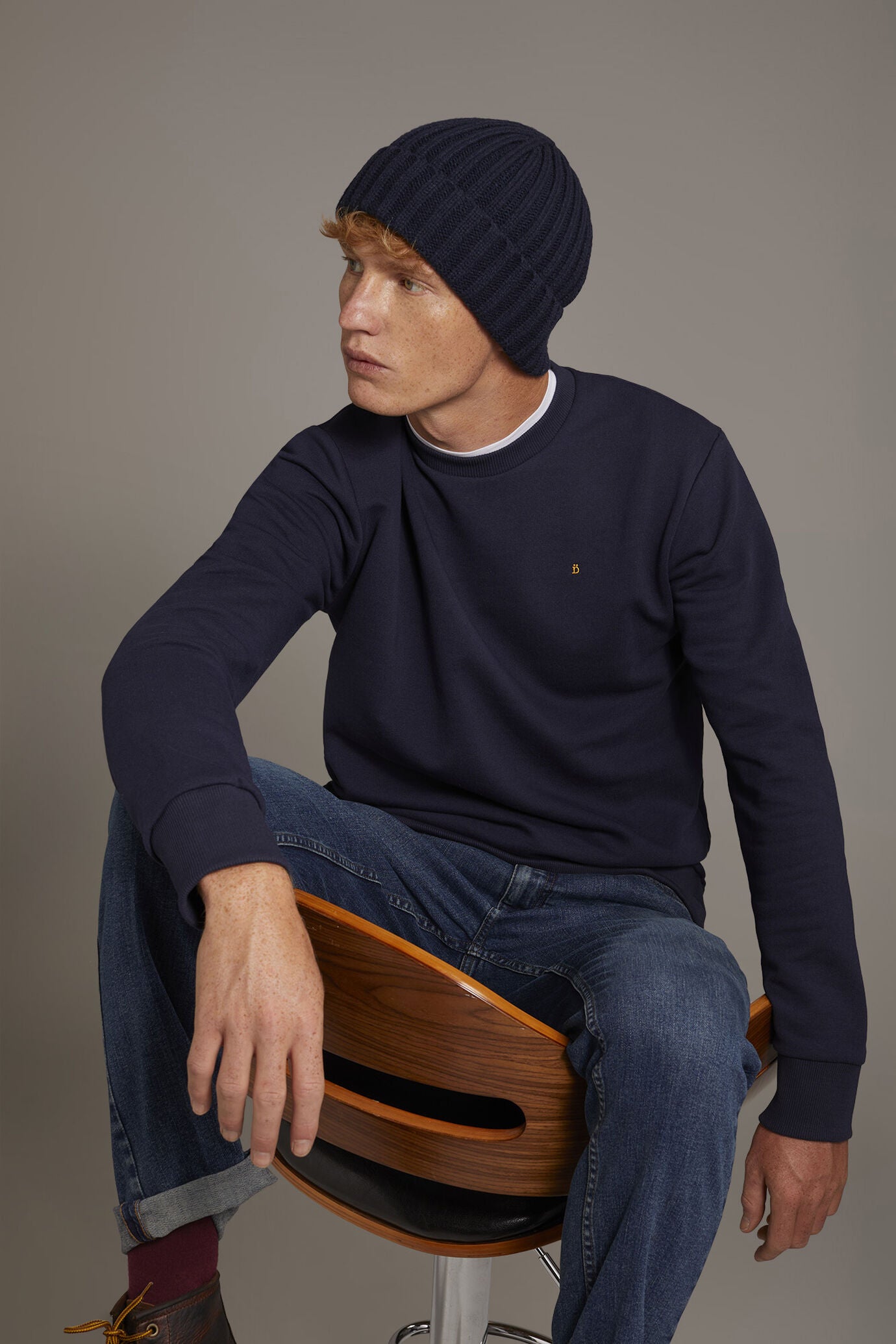 Round neck 100% cotton sweatshirt made in Italy