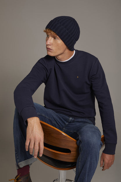 Round neck 100% cotton sweatshirt made in Italy