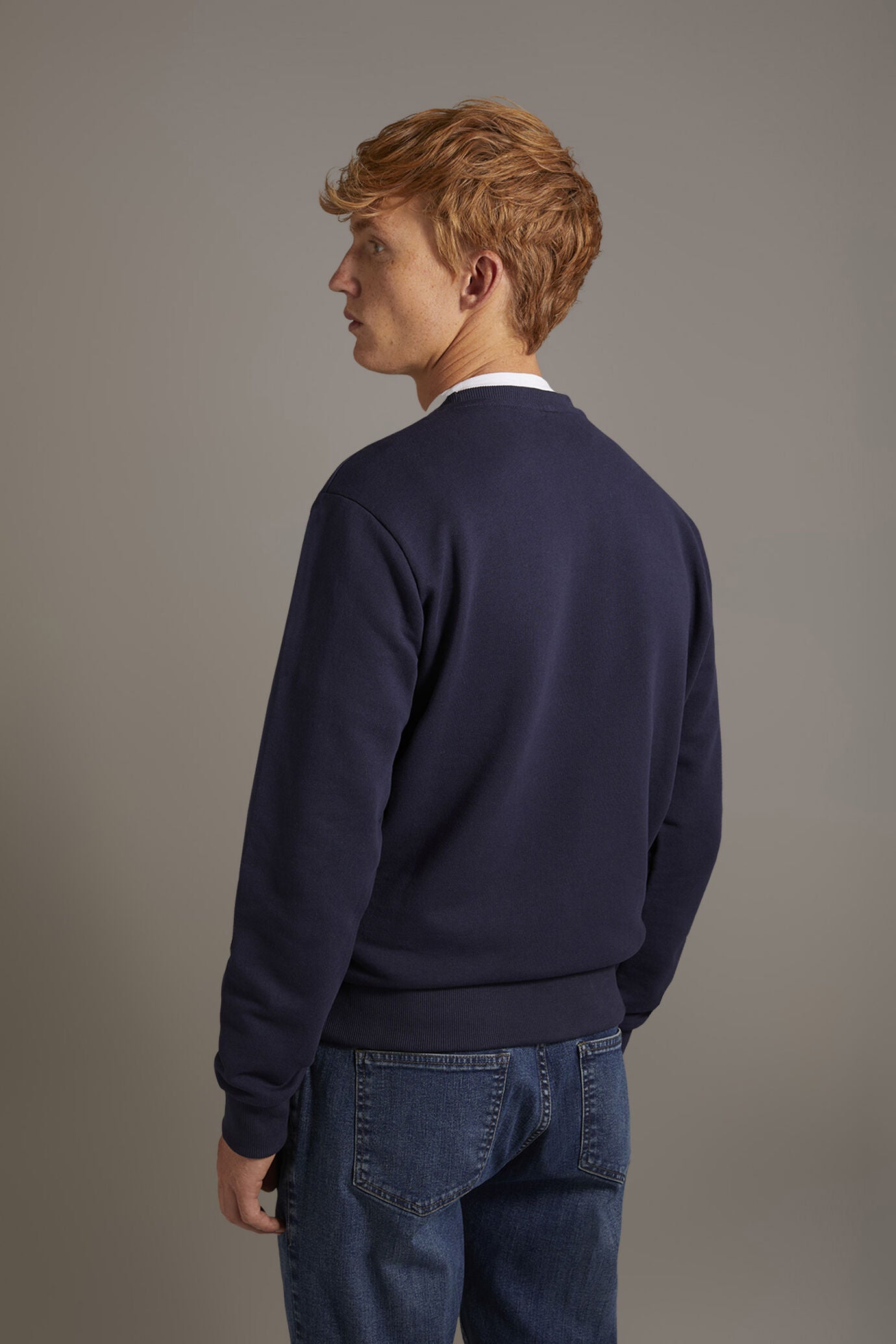 Round neck 100% cotton sweatshirt made in Italy