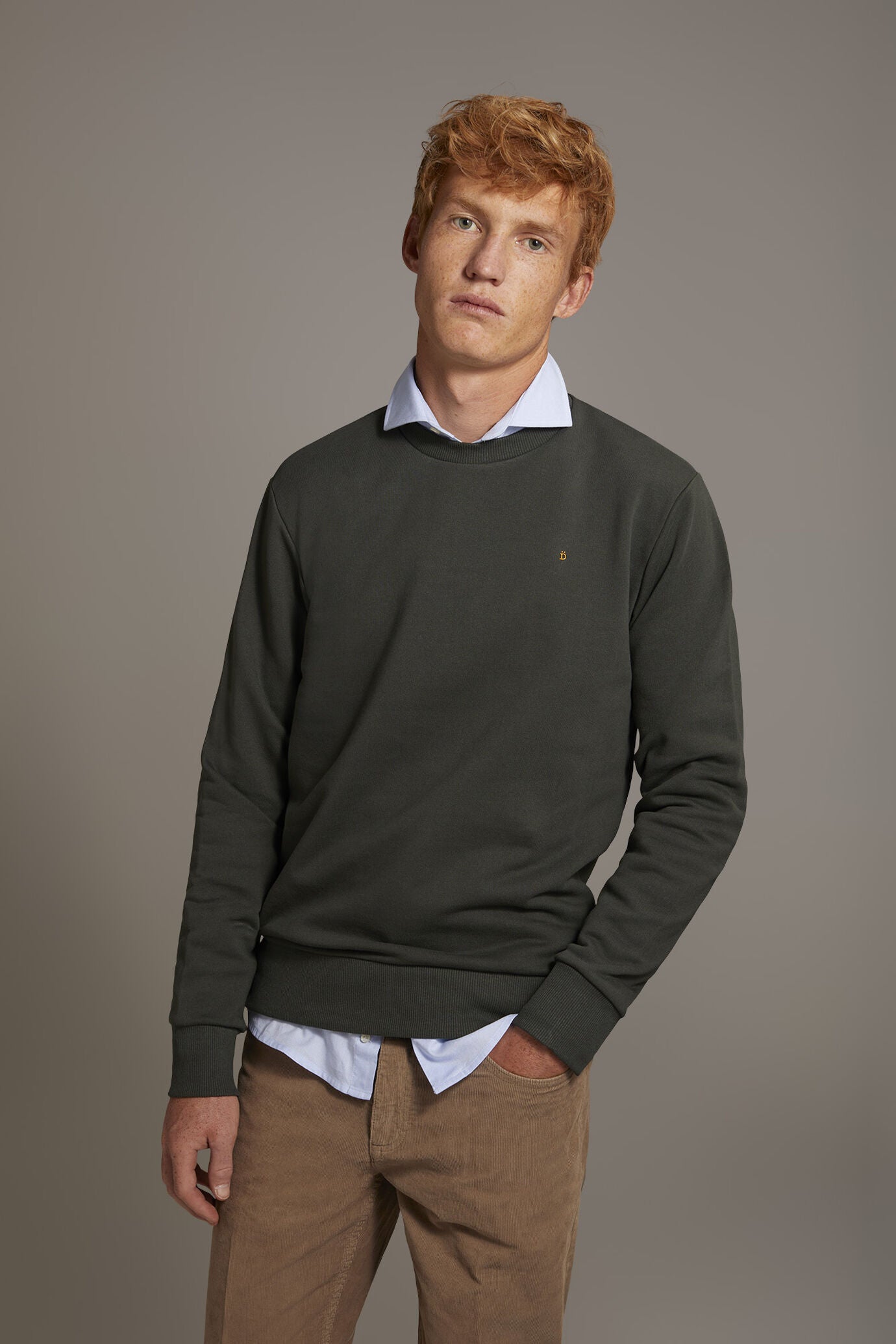 Round neck 100% cotton sweatshirt made in Italy