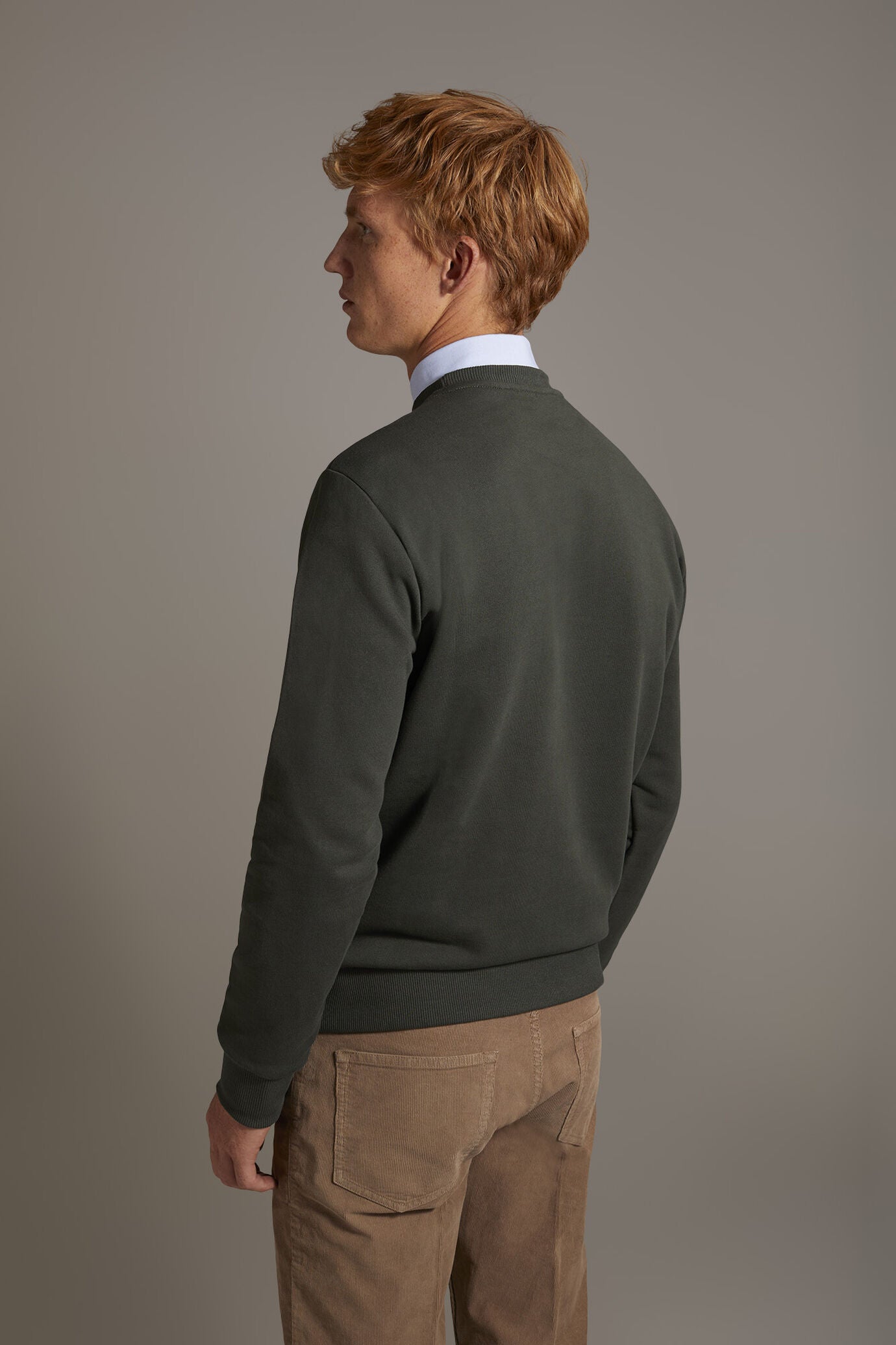 Round neck 100% cotton sweatshirt made in Italy
