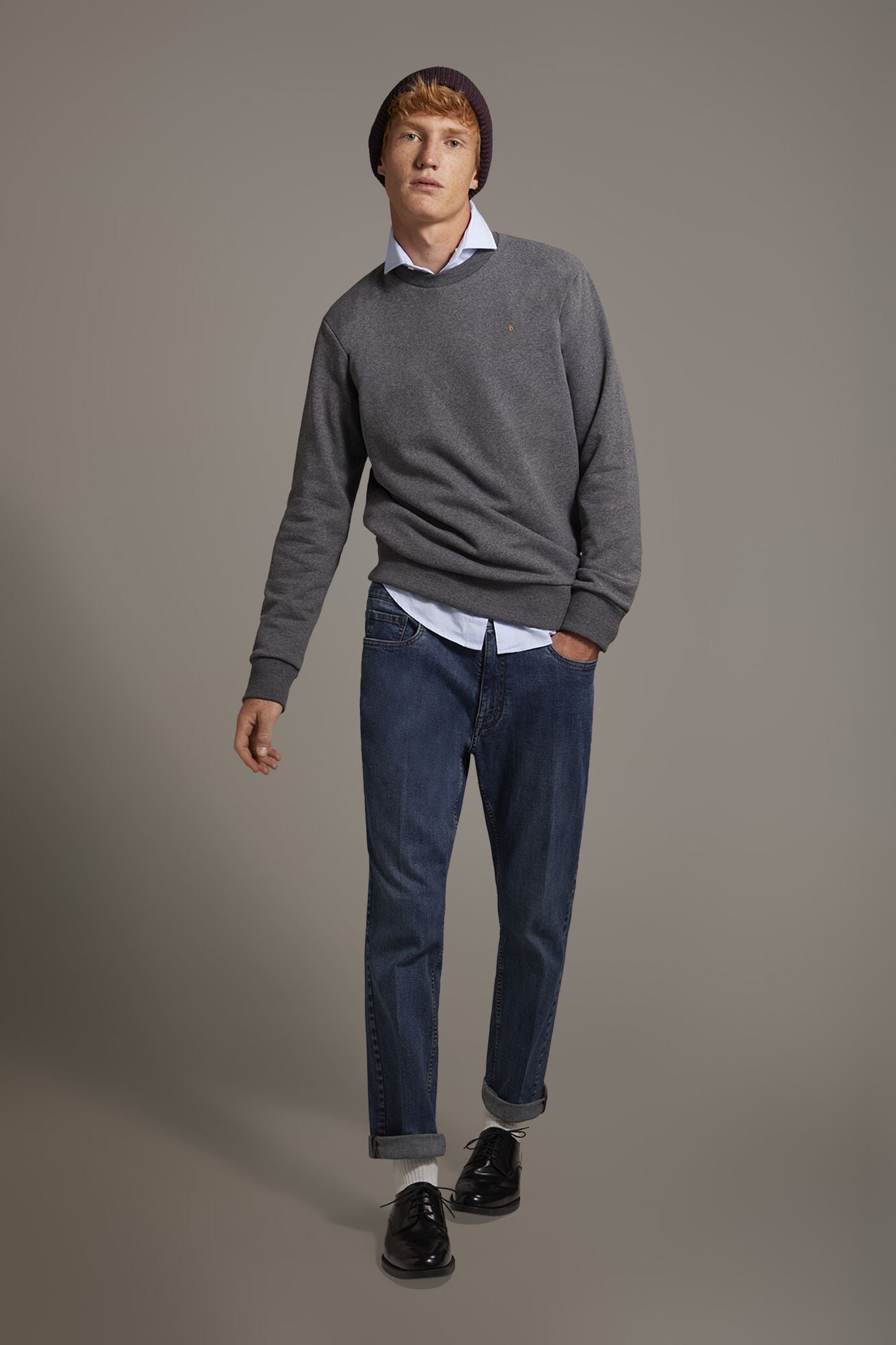 Round neck 100% cotton sweatshirt made in Italy