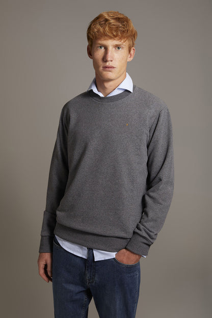 Round neck 100% cotton sweatshirt made in Italy