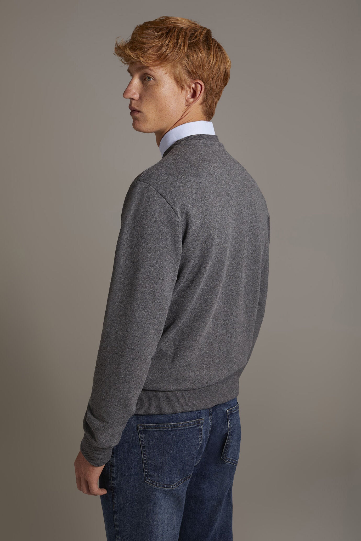 Round neck 100% cotton sweatshirt made in Italy