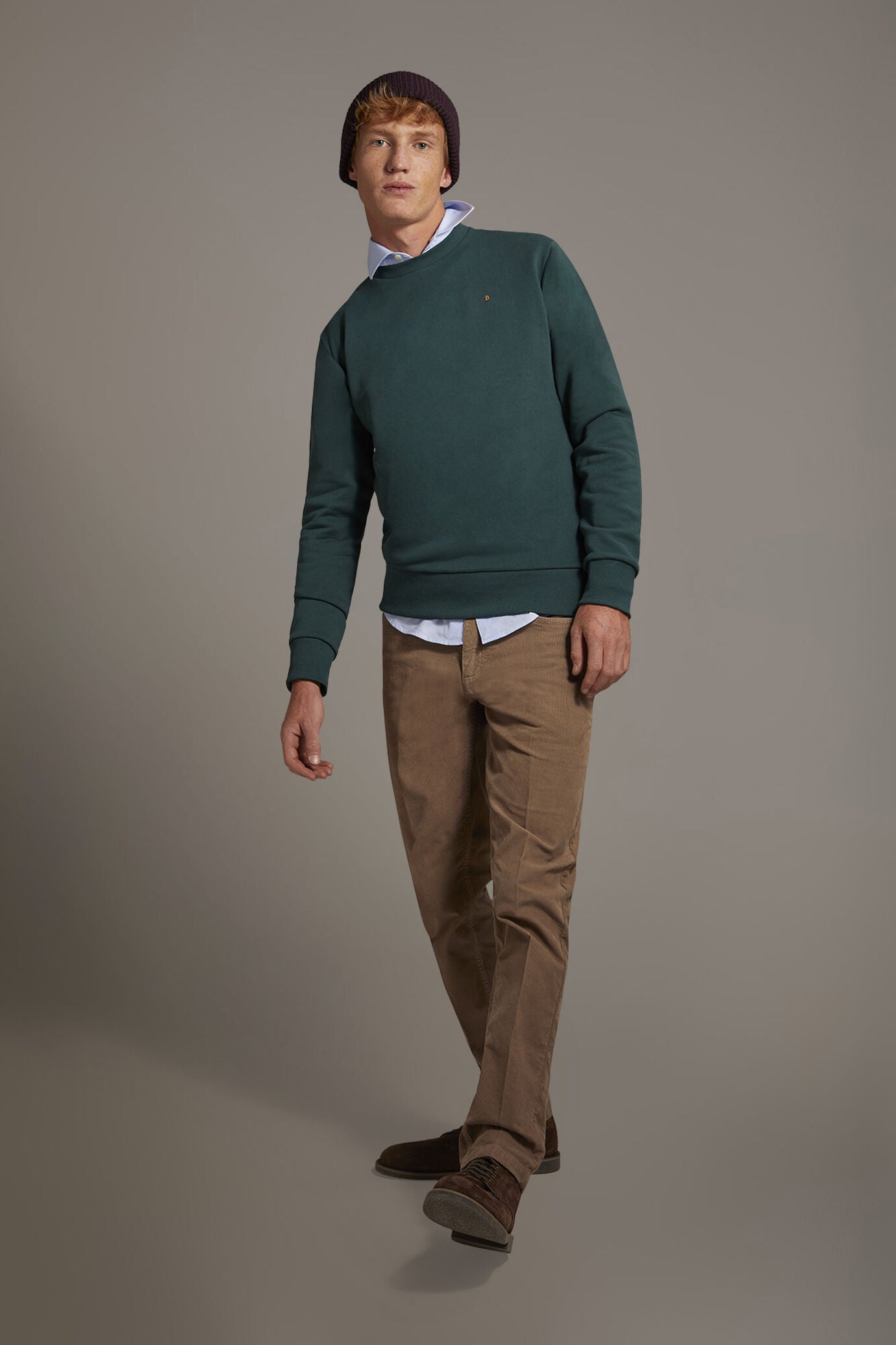 Round neck 100% cotton sweatshirt made in Italy