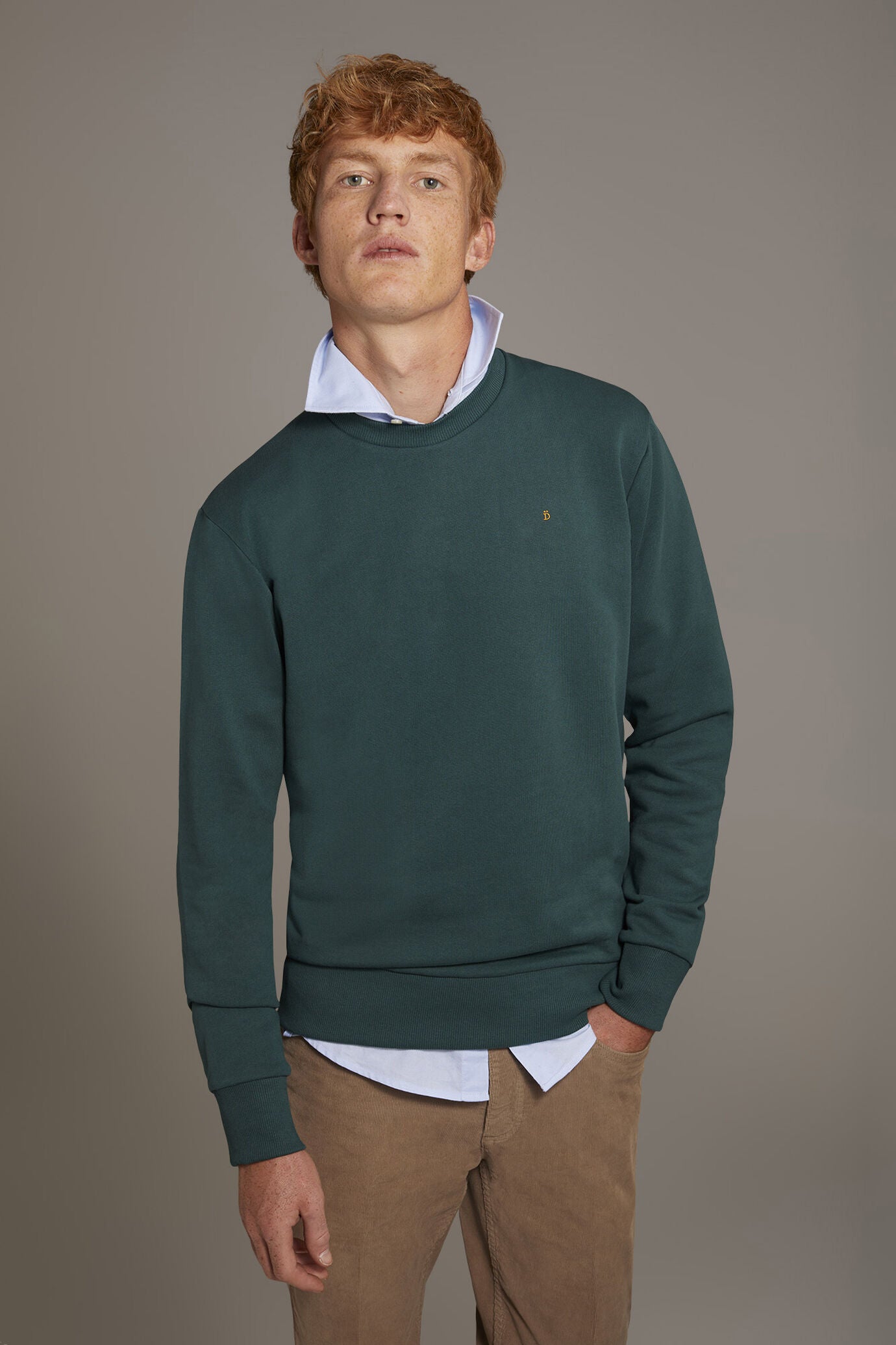 Round neck 100% cotton sweatshirt made in Italy
