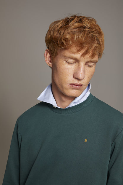 Round neck 100% cotton sweatshirt made in Italy