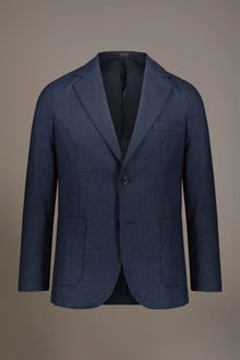 Single-breasted jacket with patch pockets in wool blend