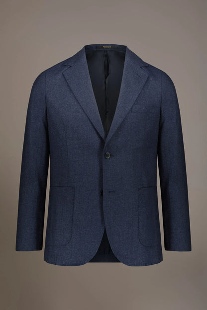 Single-breasted jacket with patch pockets in wool blend