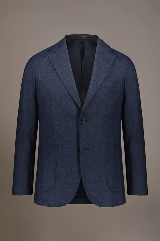 Single-breasted jacket with patch pockets in wool blend