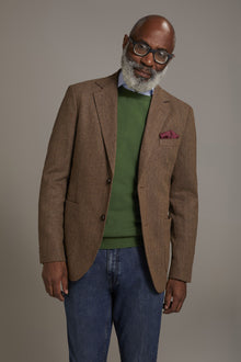 Single-breasted jacket with patch pockets in wool blend