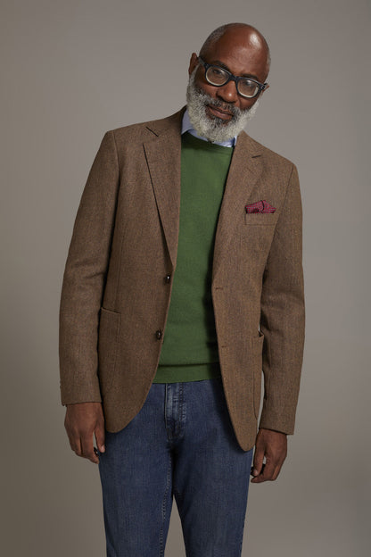 Single-breasted jacket with patch pockets in wool blend