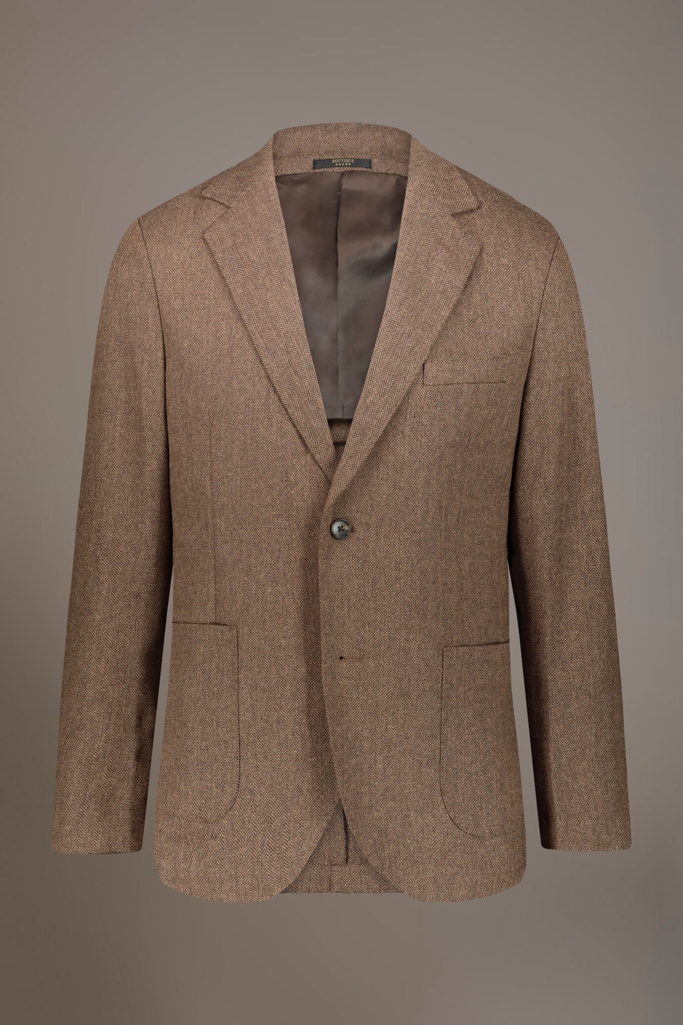 Single-breasted jacket with patch pockets in wool blend