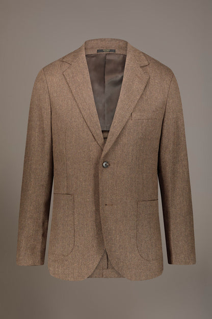 Single-breasted jacket with patch pockets in wool blend