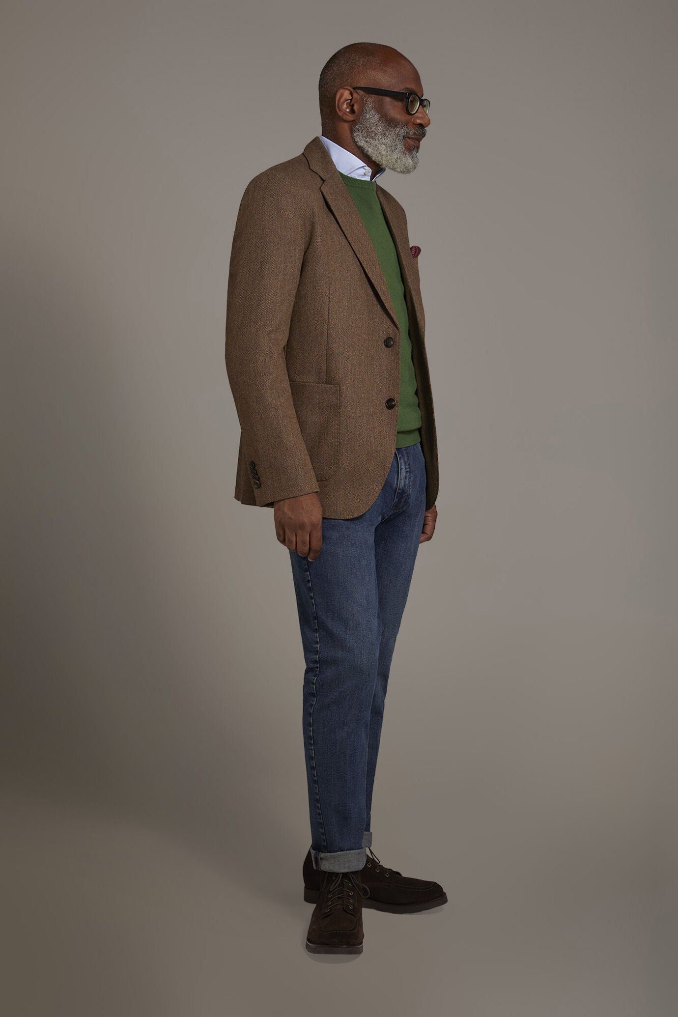Single-breasted jacket with patch pockets in wool blend
