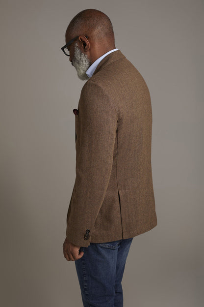 Single-breasted jacket with patch pockets in wool blend