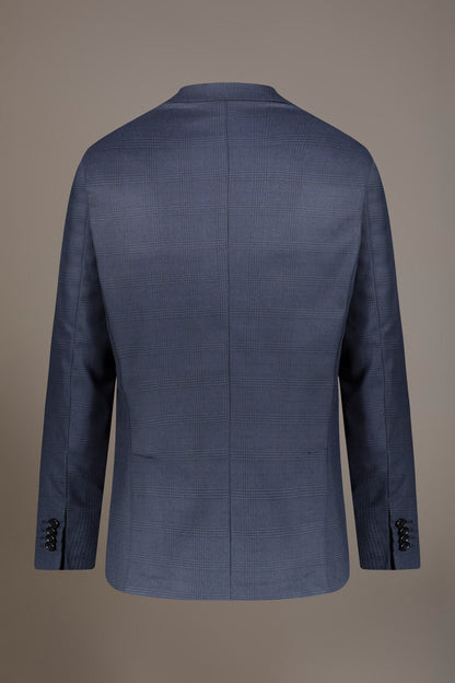 Single-breasted jacket with flap pockets in prince of wales fabric made in Italy