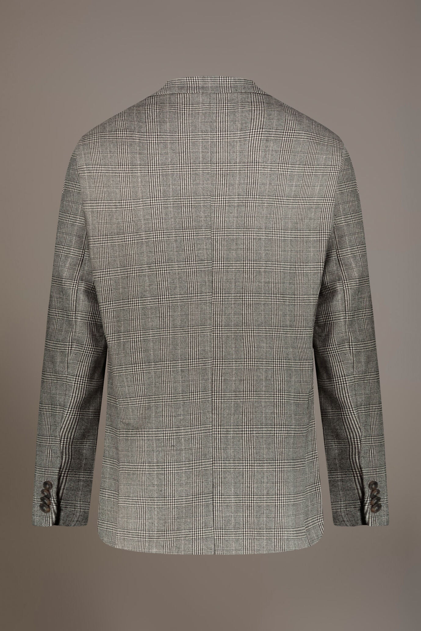 Single-breasted jacket with flap pockets in prince of wales fabric made in Italy