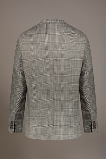 Single-breasted jacket with flap pockets in prince of wales fabric made in Italy