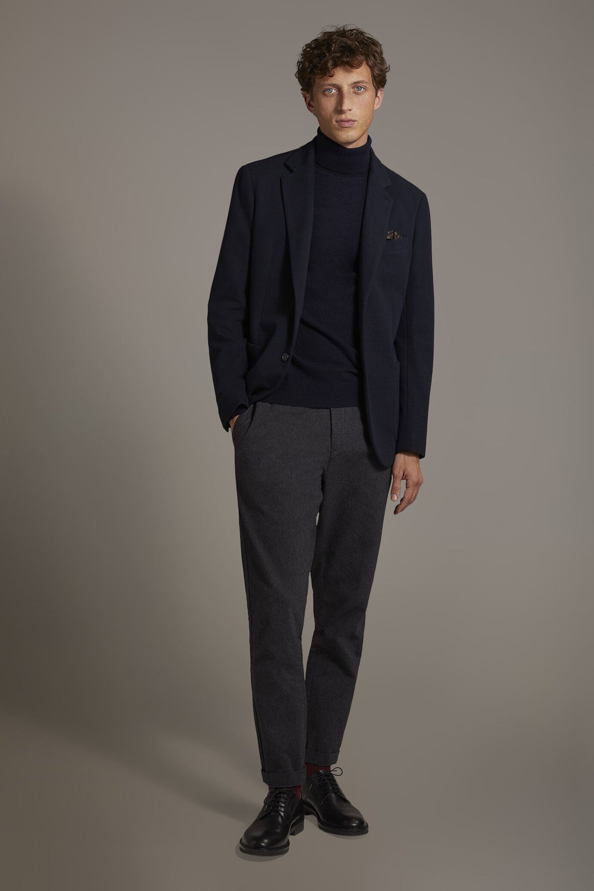 Single-breasted jersey jacket with patch pockets made in Italy