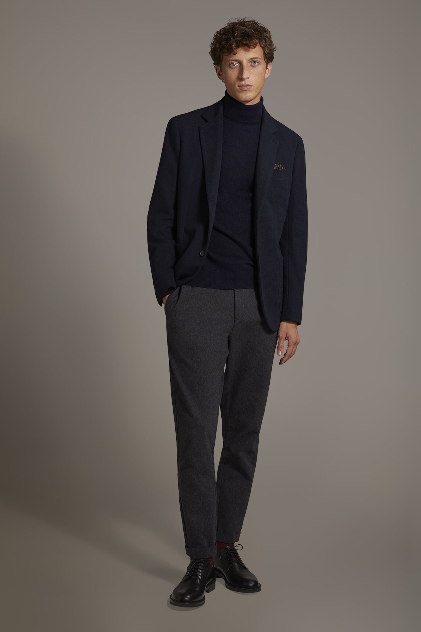 Single-breasted jersey jacket with patch pockets made in Italy