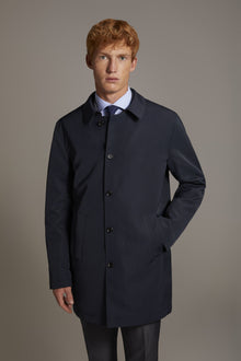 Double face wool blend raincoat in technical fabric