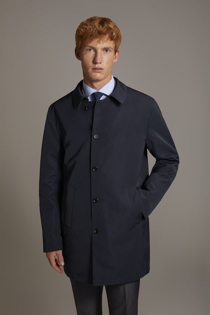 Double face wool blend raincoat in technical fabric