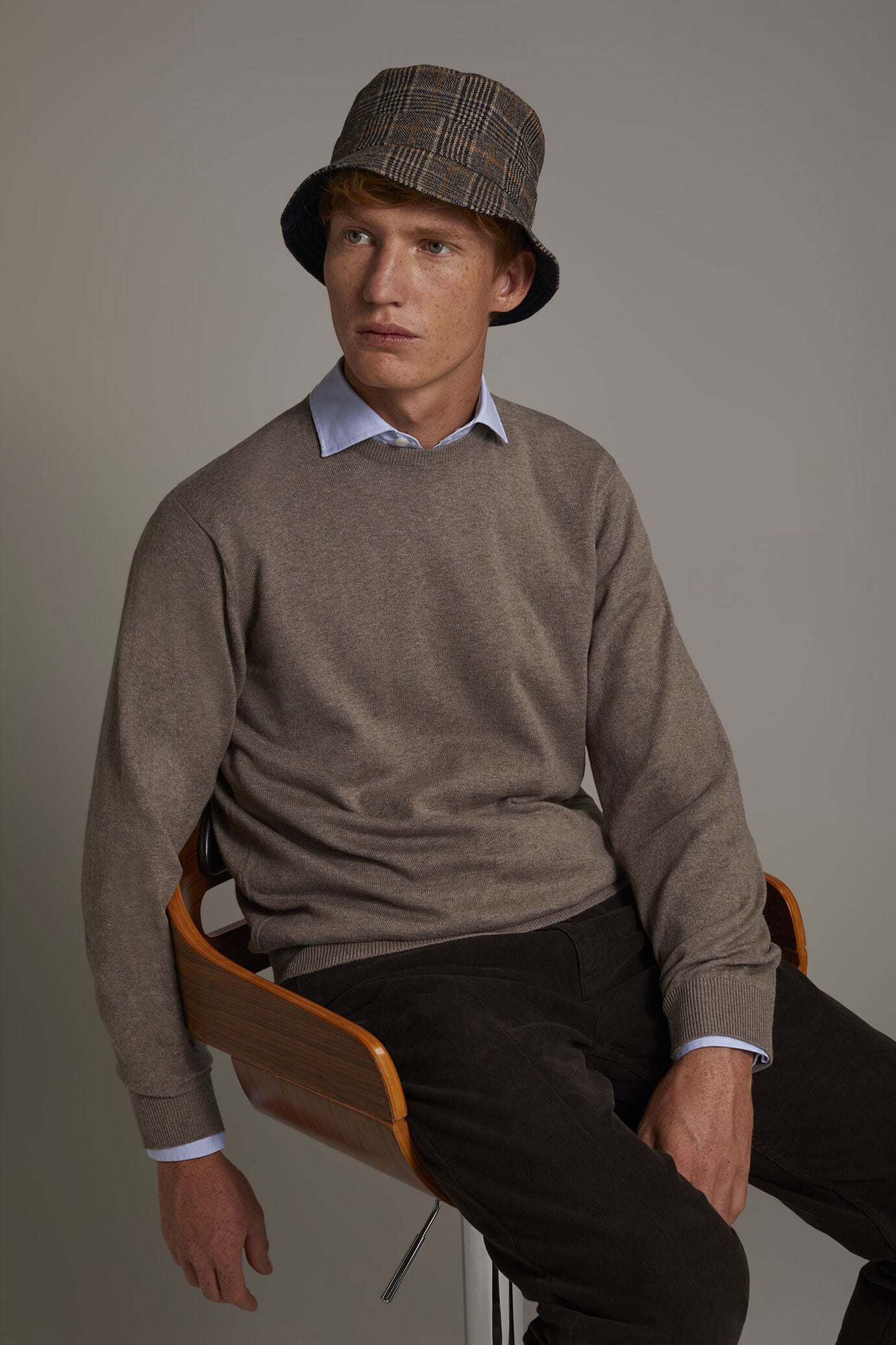 Wool blend round neck sweater
