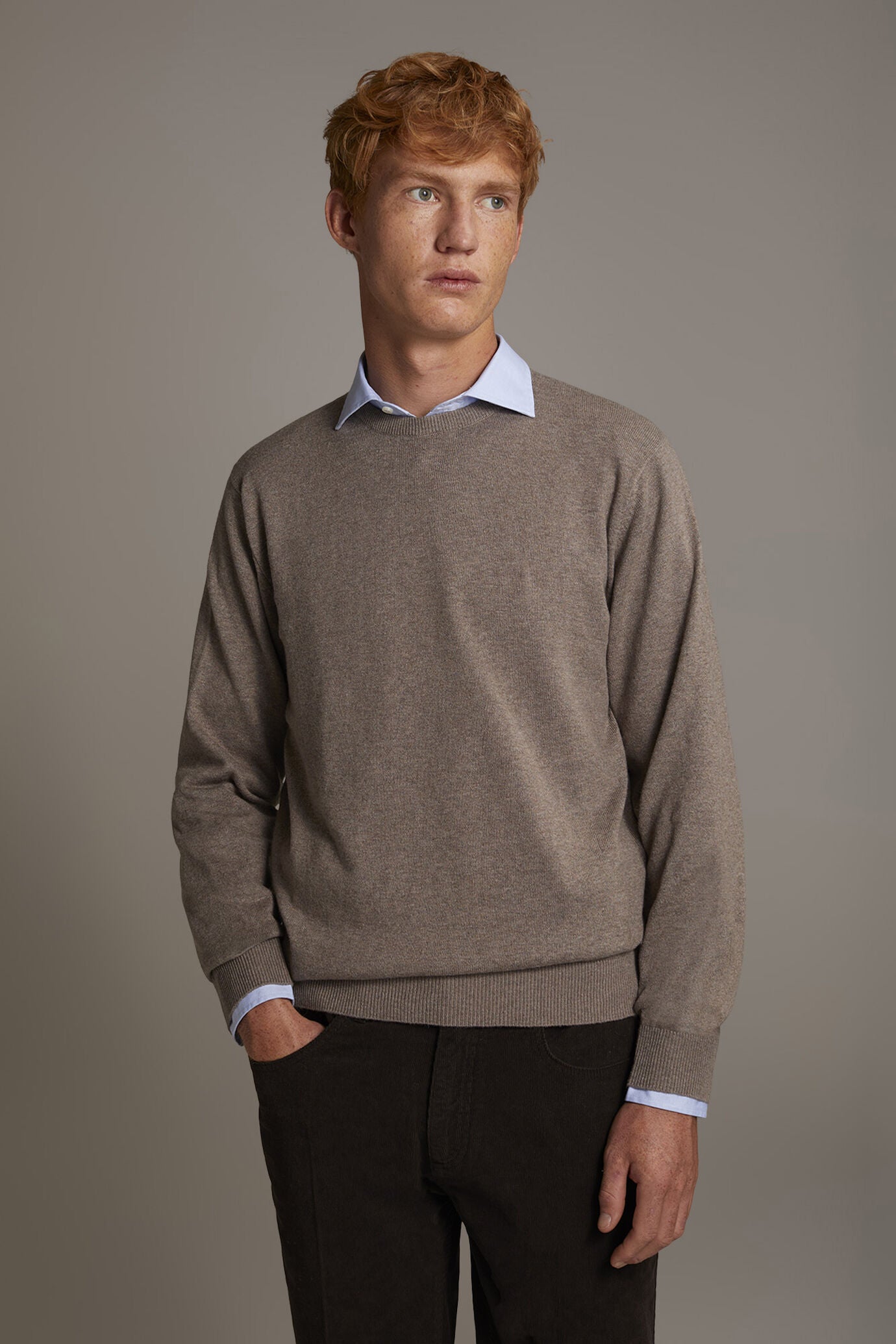 Wool blend round neck sweater