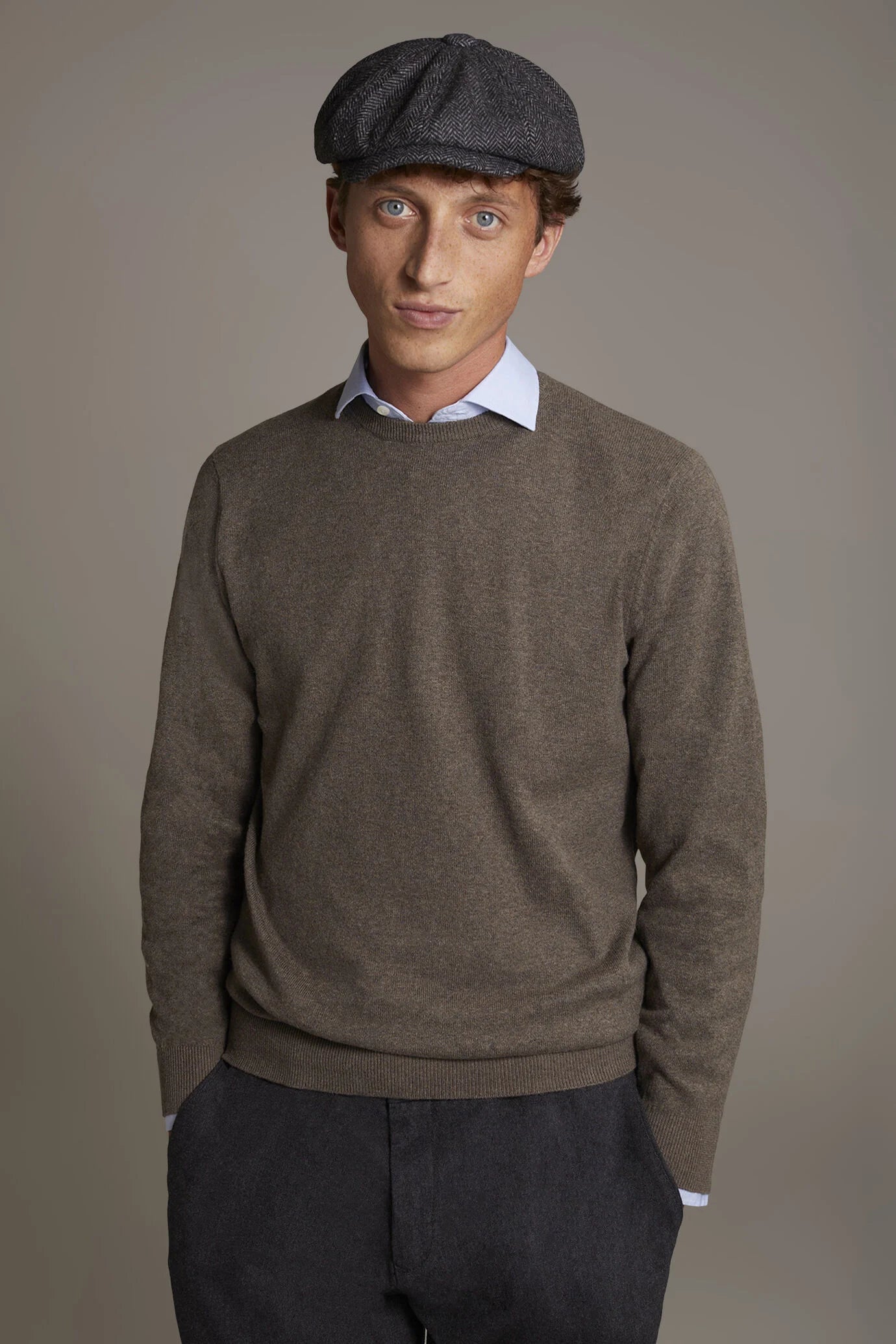 Wool blend round neck sweater