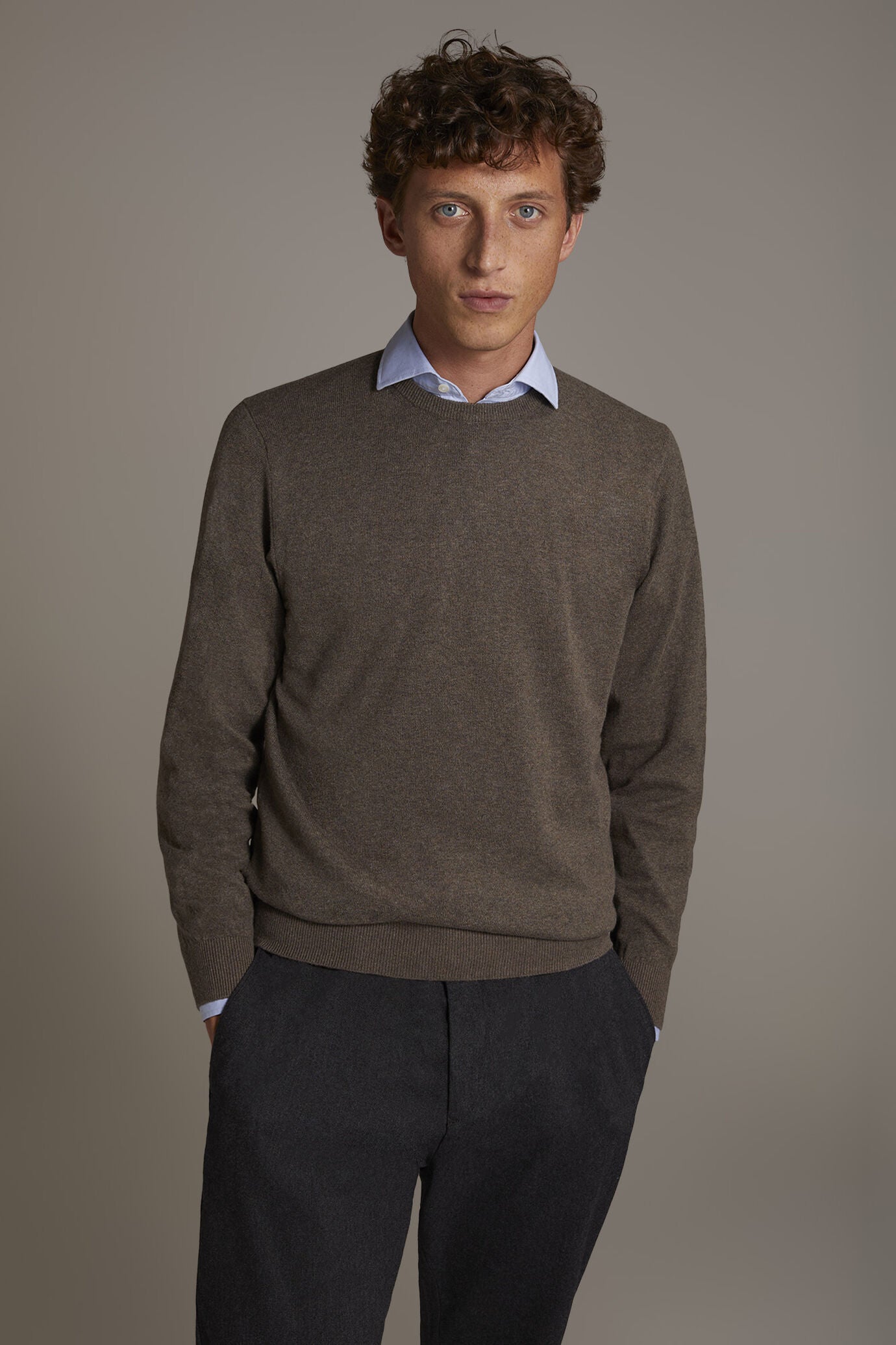 Wool blend round neck sweater