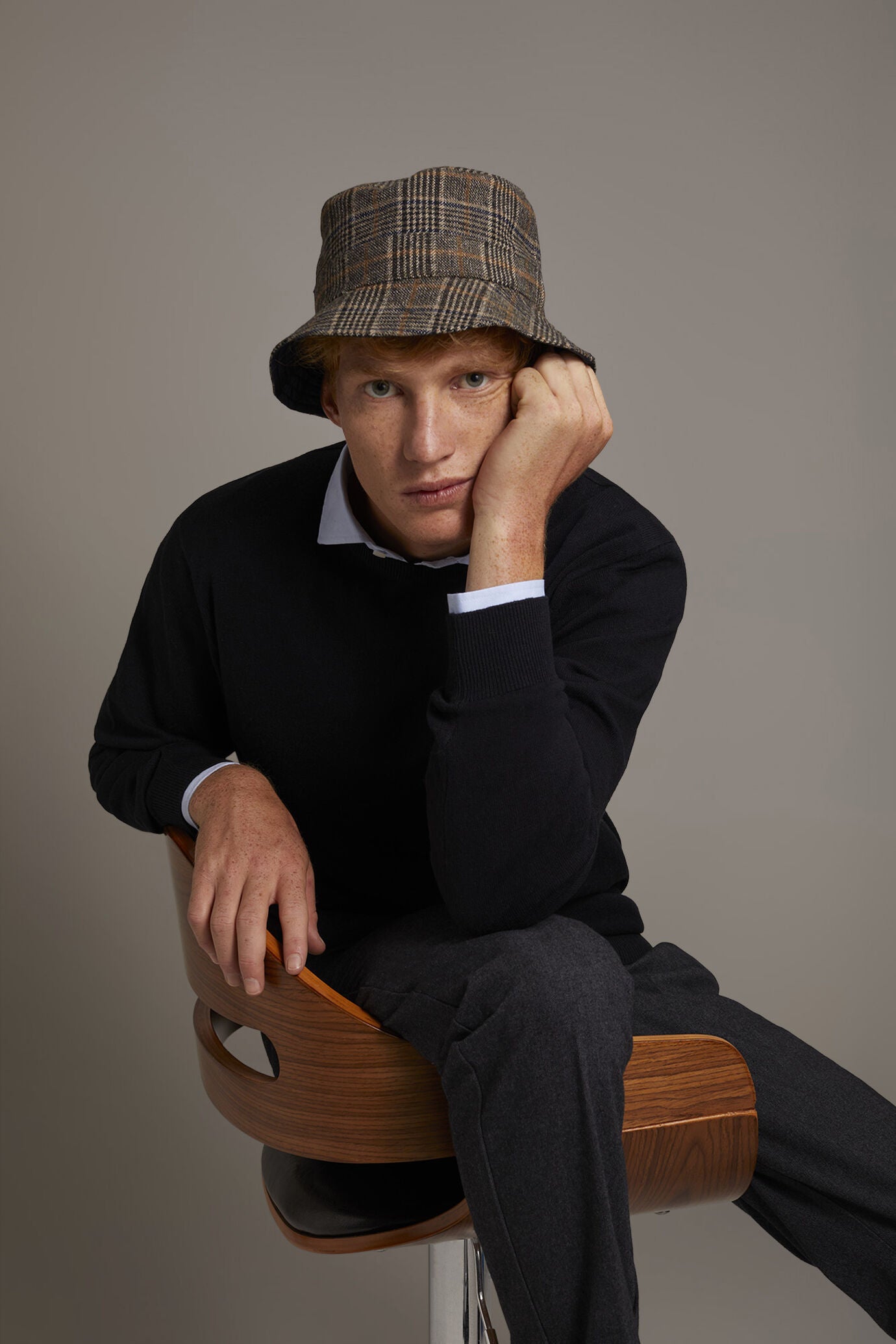 Wool blend round neck sweater