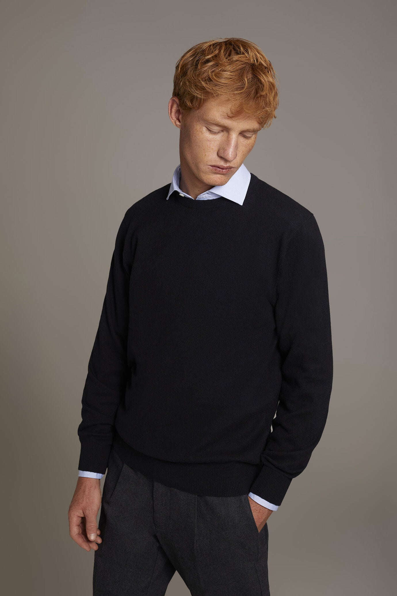 Wool blend round neck sweater
