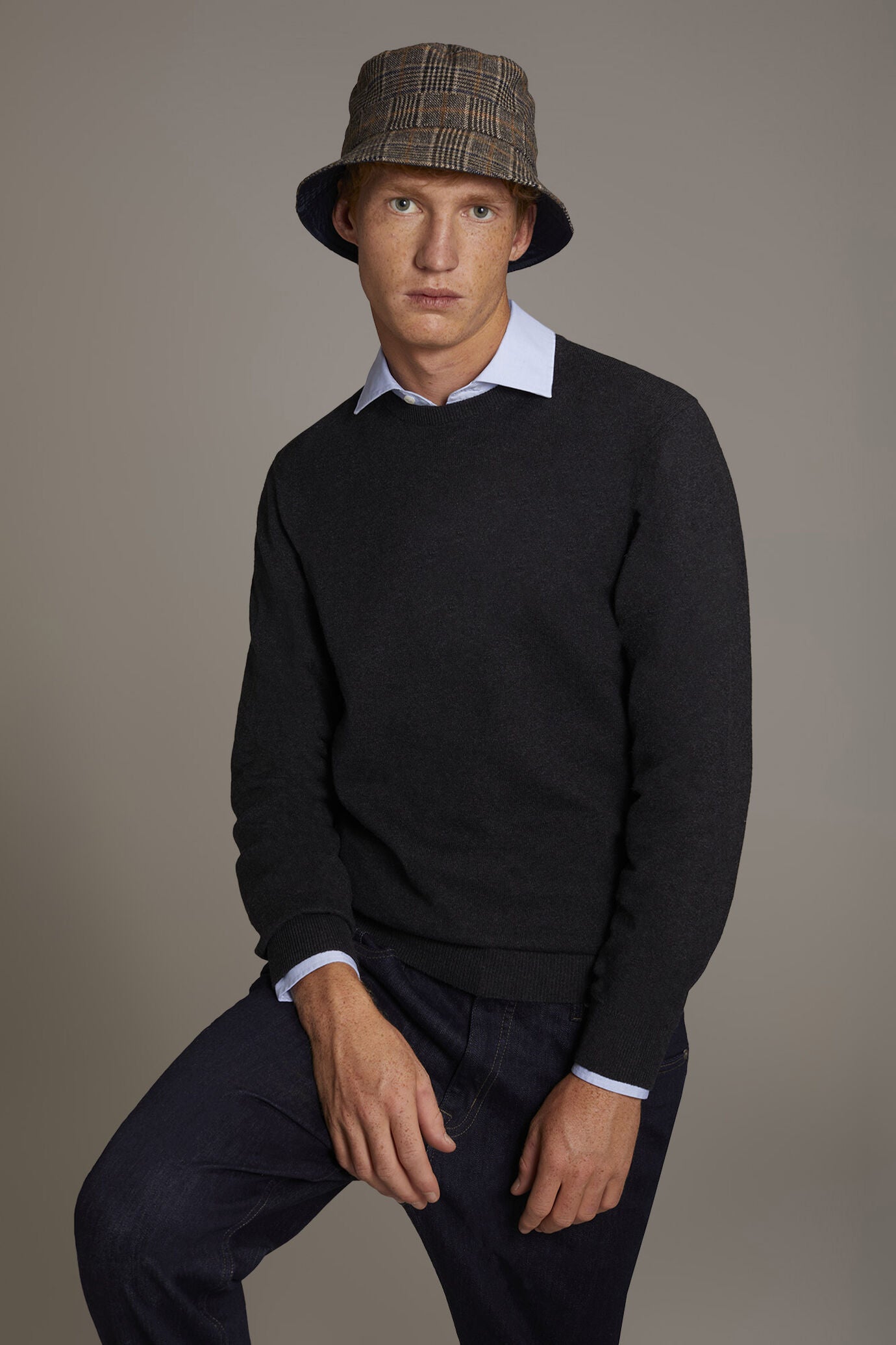 Wool blend round neck sweater