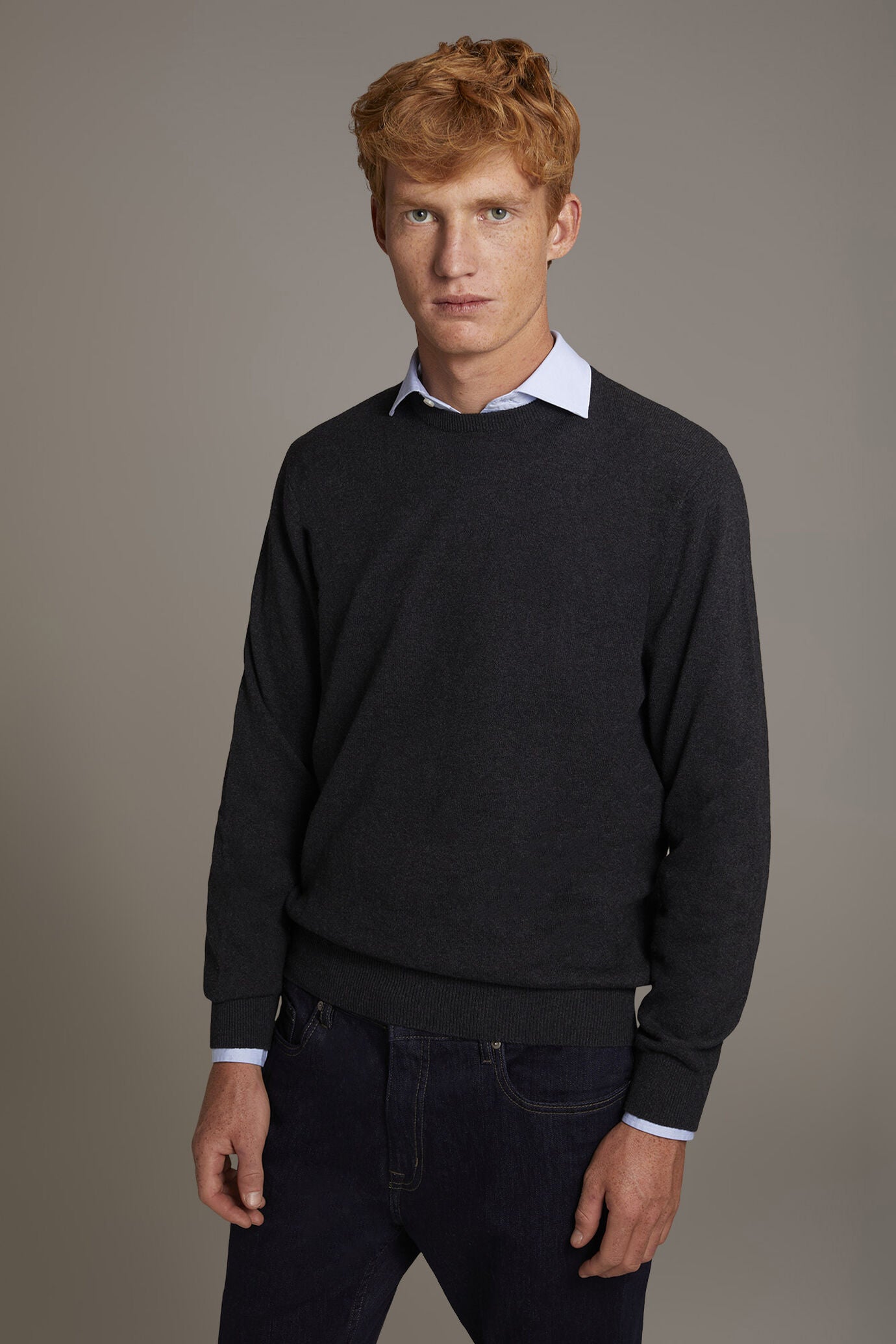 Wool blend round neck sweater