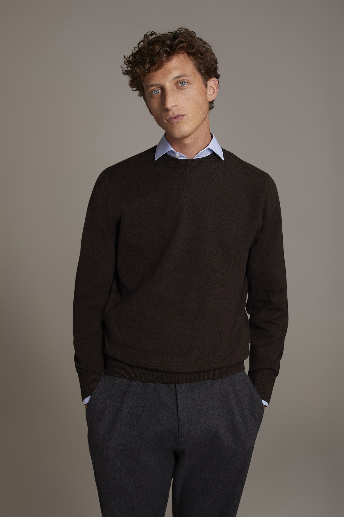 Wool blend round neck sweater