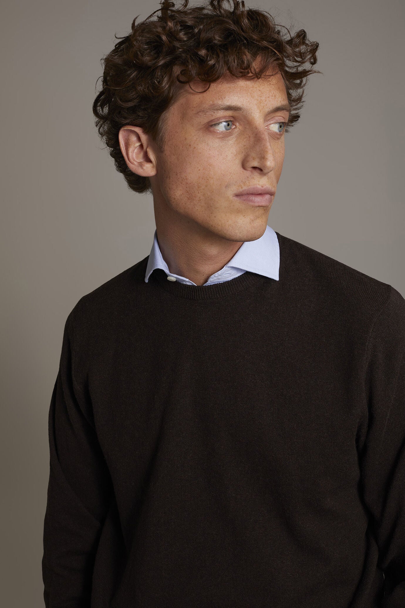 Wool blend round neck sweater