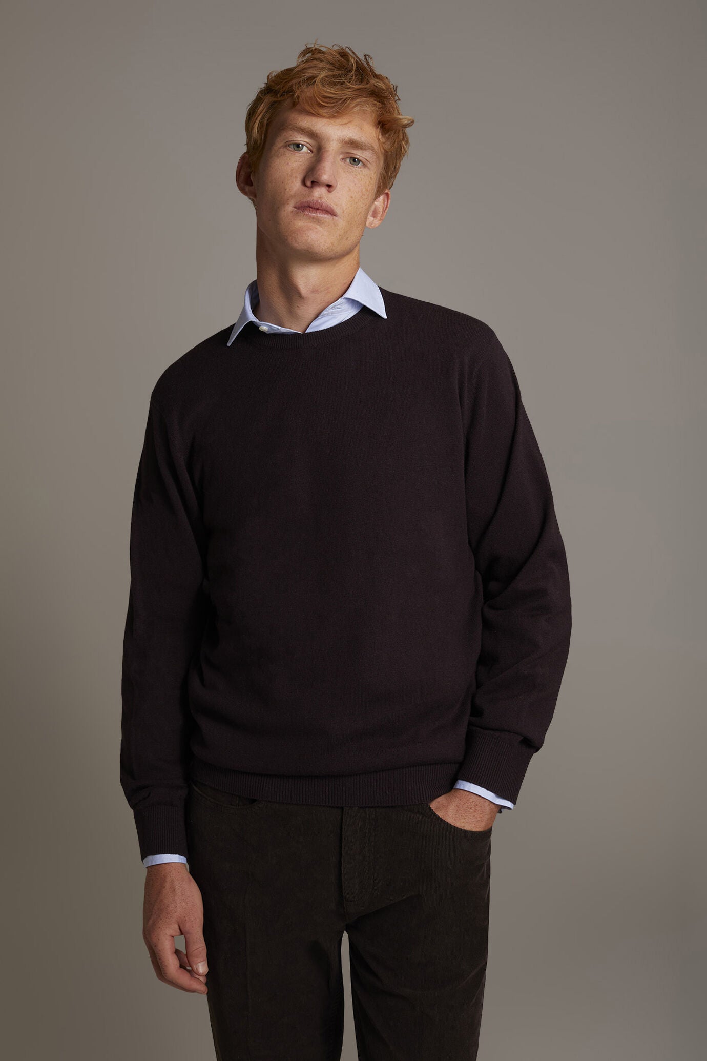 Wool blend round neck sweater
