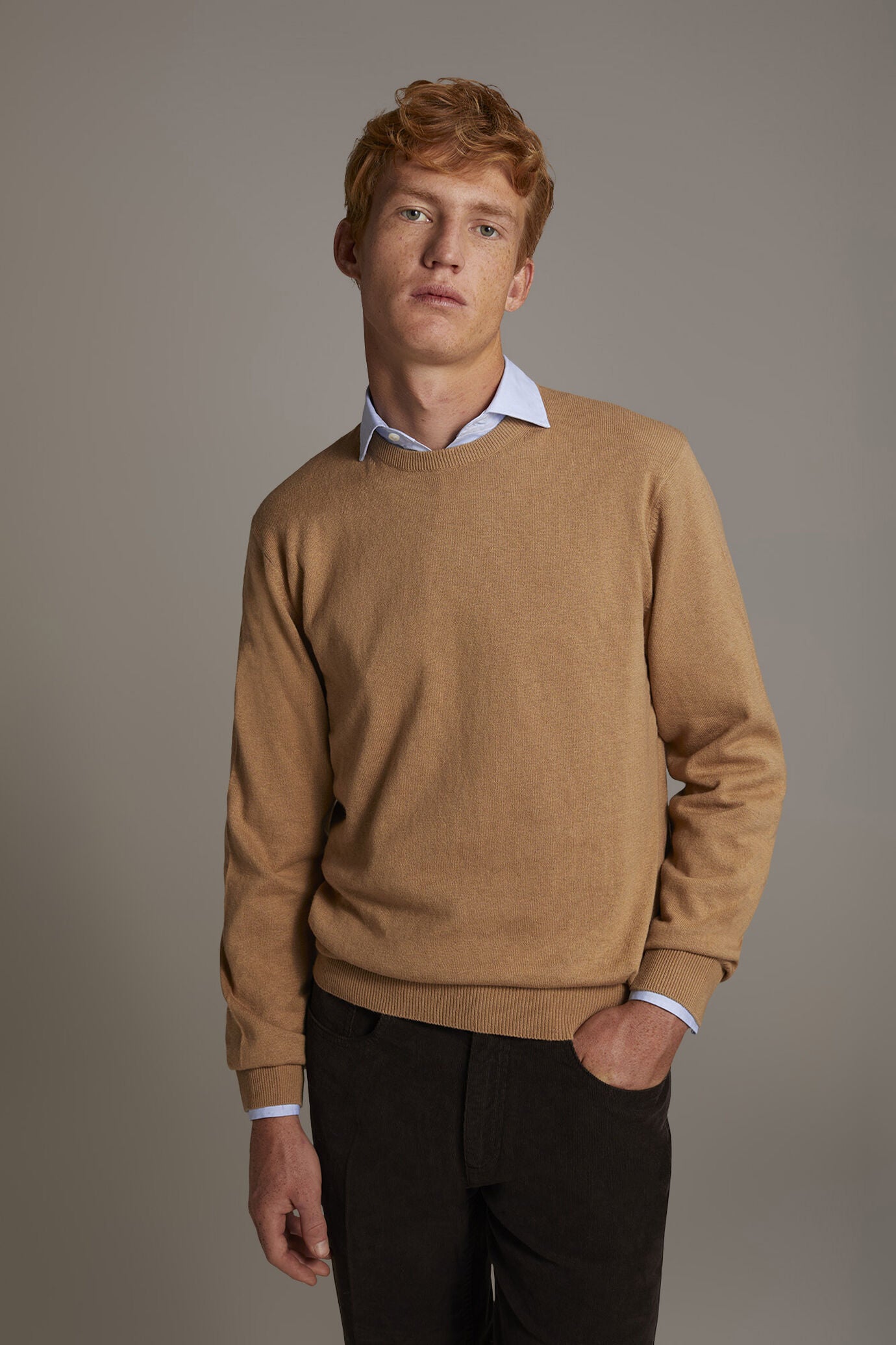 Wool blend round neck sweater