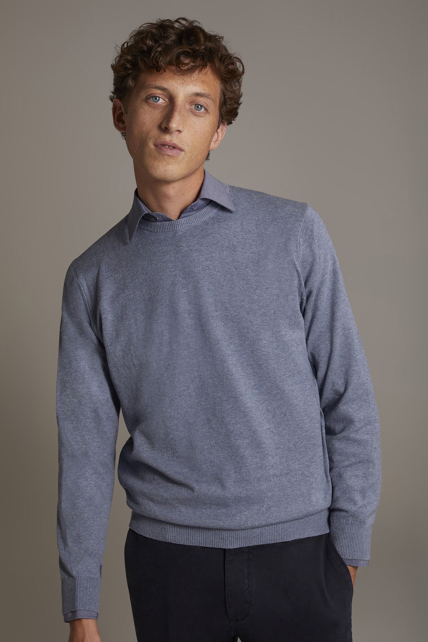 Wool blend round neck sweater