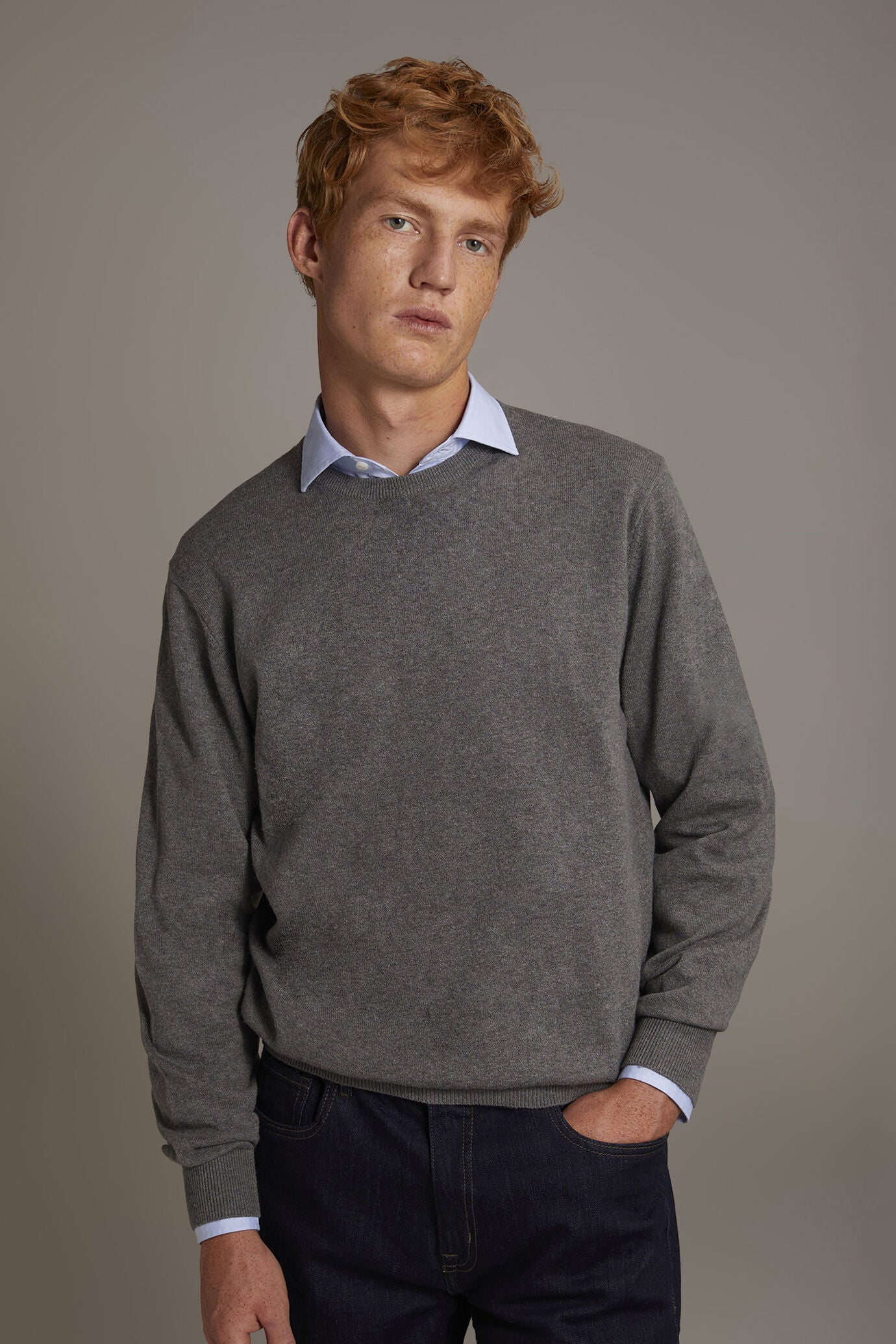 Wool blend round neck sweater