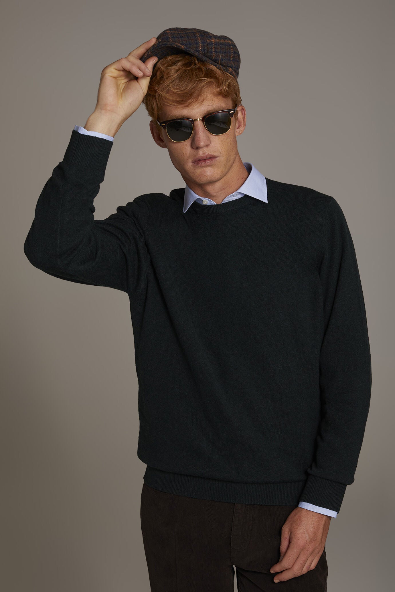 Wool blend round neck sweater