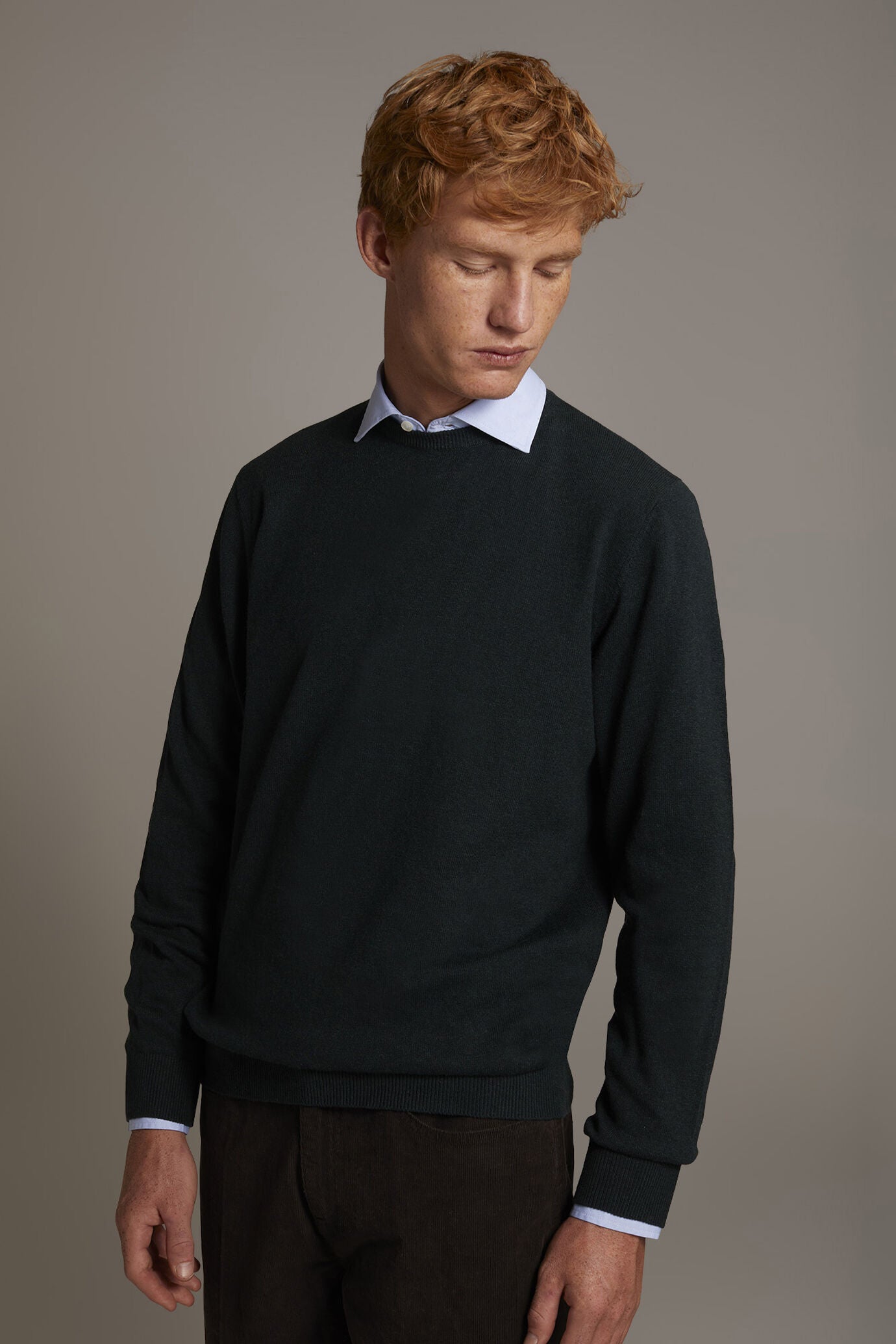Wool blend round neck sweater