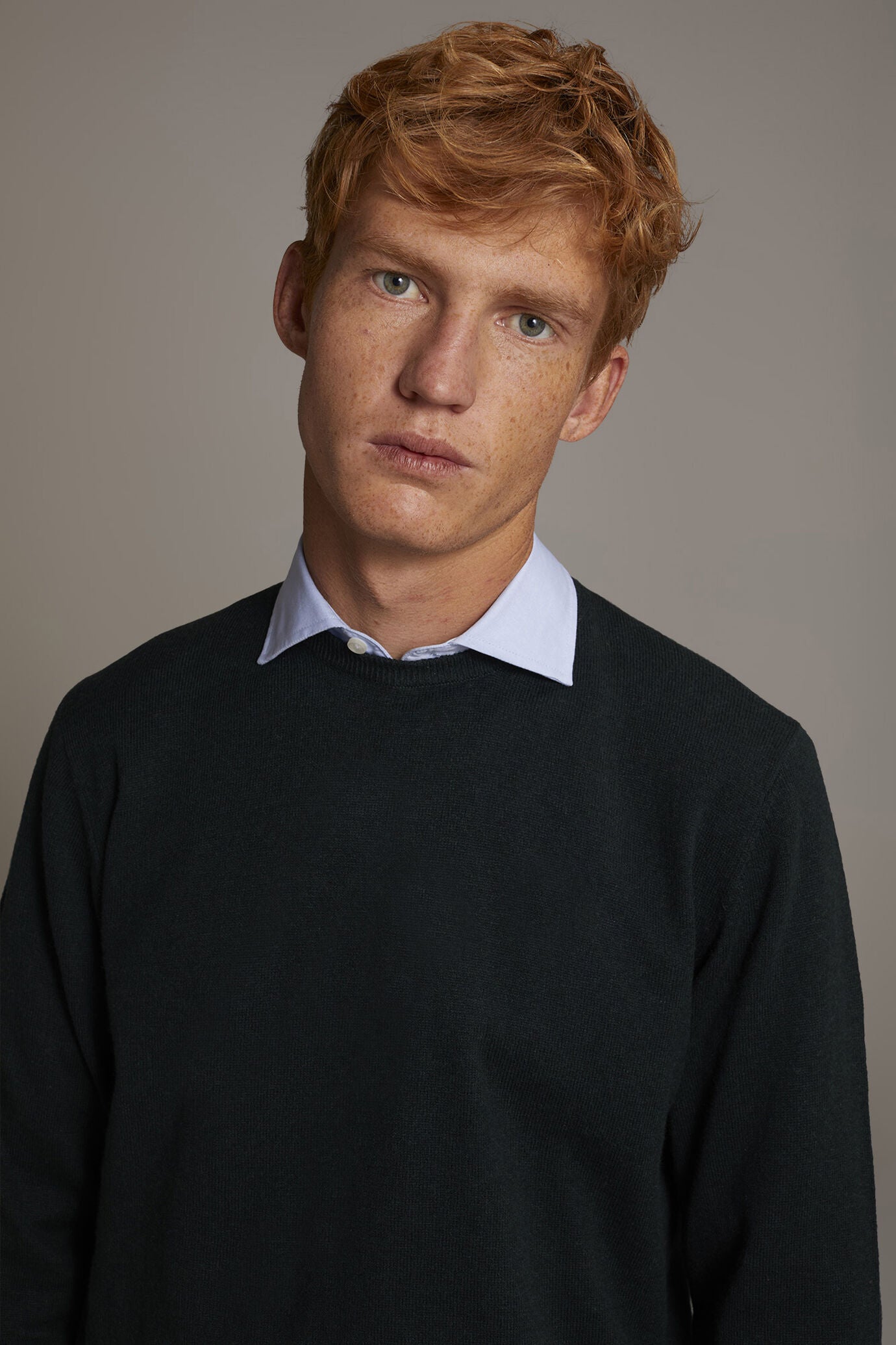Wool blend round neck sweater