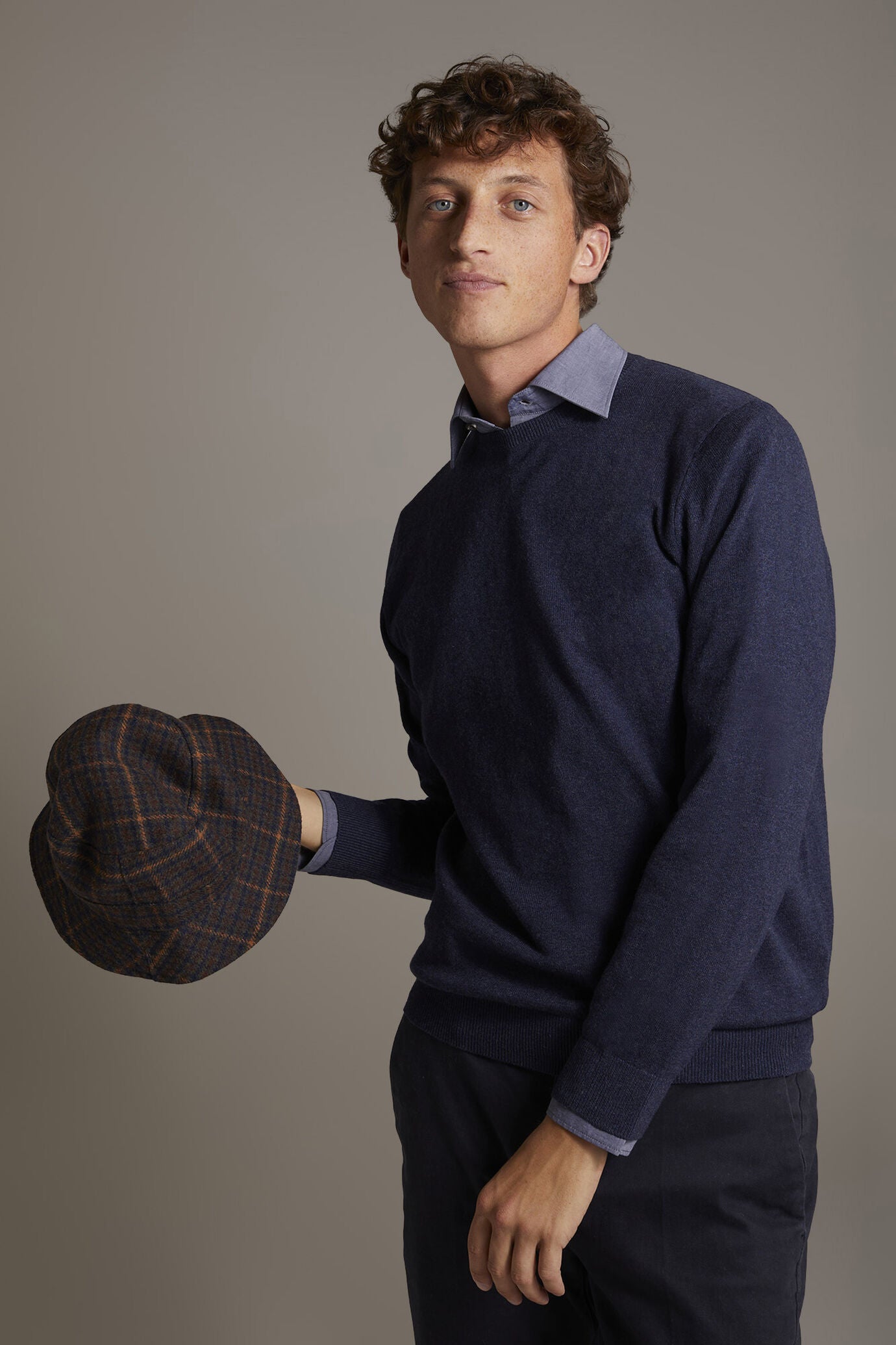 Wool blend round neck sweater