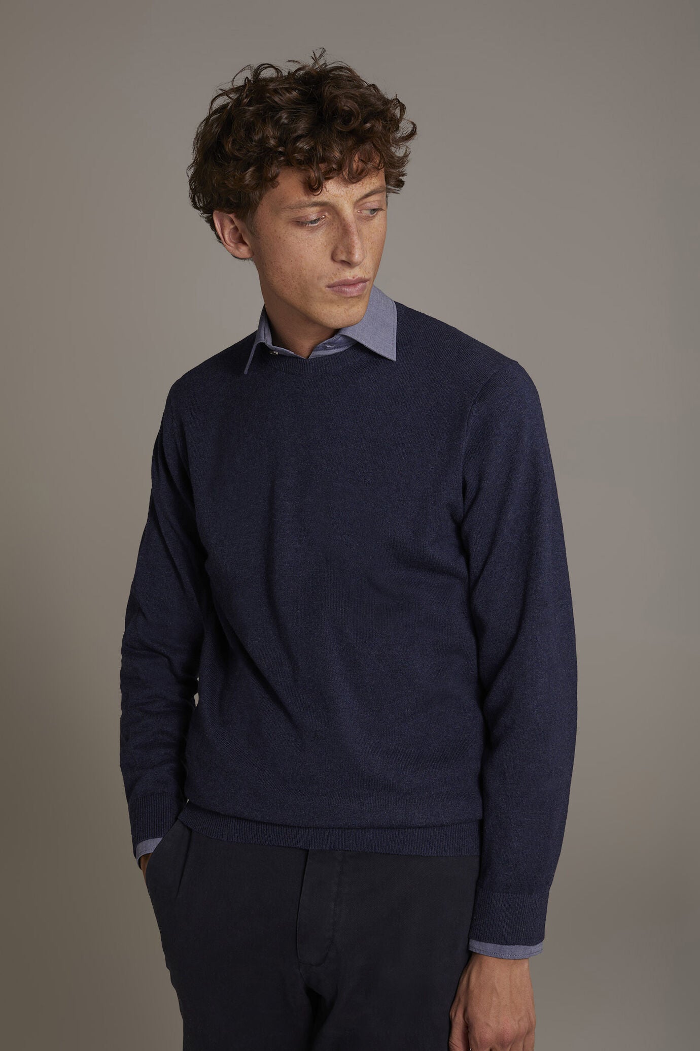 Wool blend round neck sweater