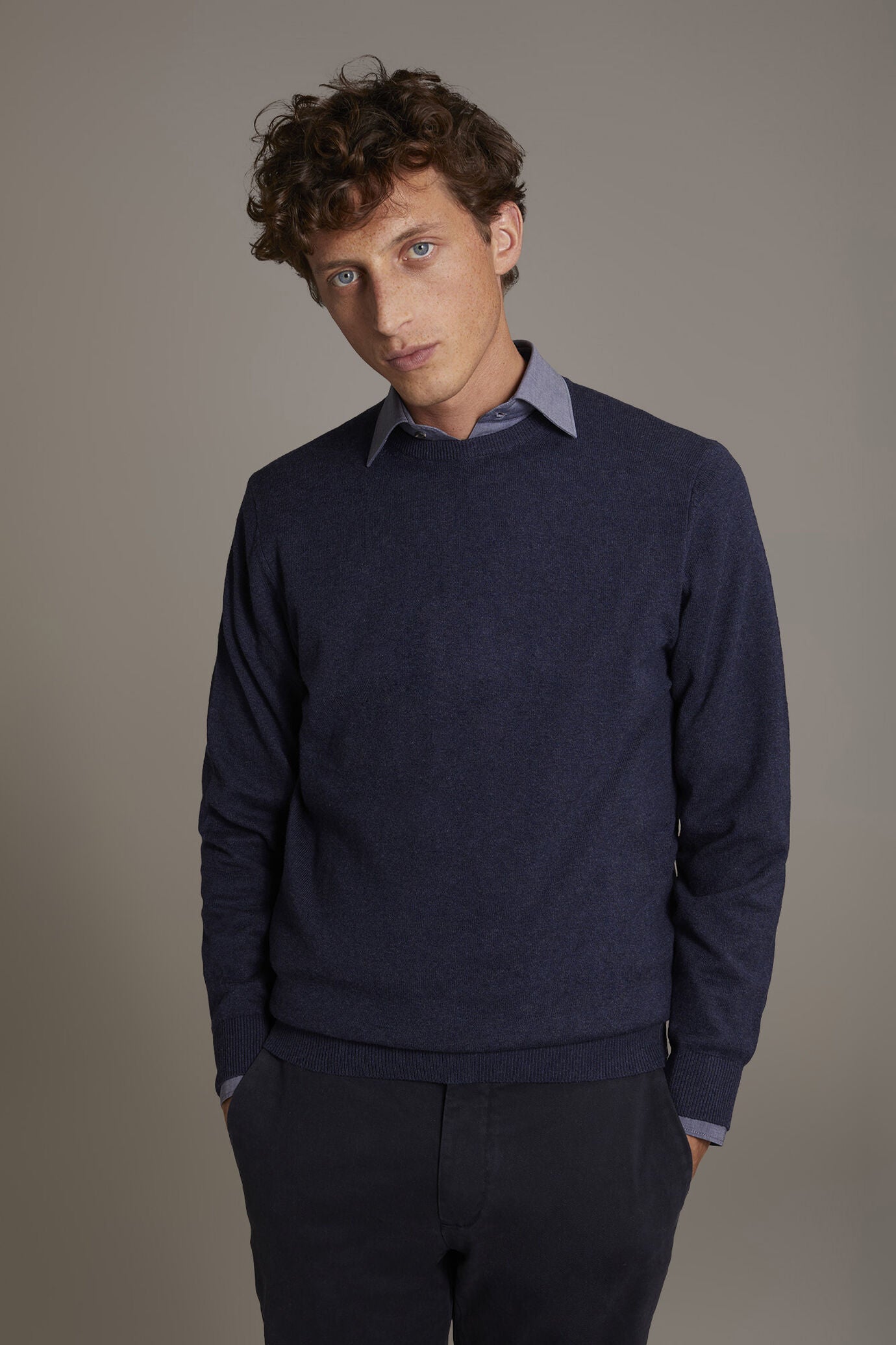Wool blend round neck sweater