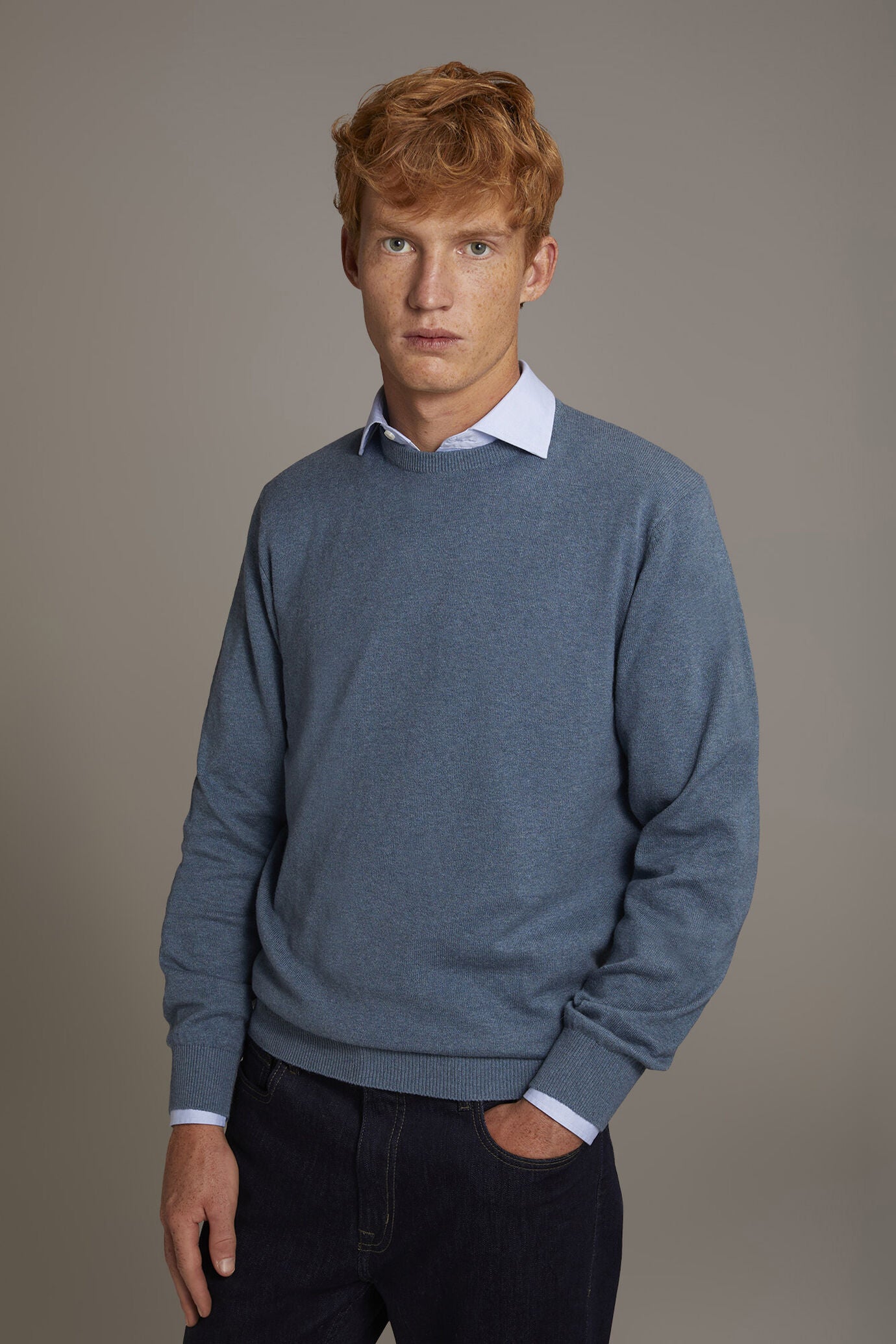 Wool blend round neck sweater